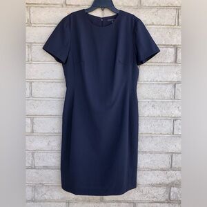 ANTONIO MELANI Navy Short-Sleeve Sheath Midi Dress